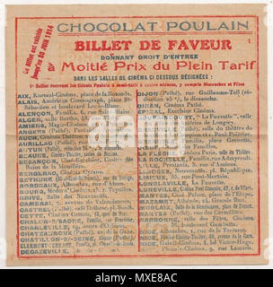 Francais Billet De Faveur Des Chocolats Poulain 1914 Chocolat Poulain 74 Billet De Faveur Verso Stock Photo Alamy