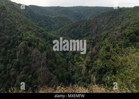 View from the Roßtrappe into the Bode Gorge, Lower Saxony, Saxony-Anhalt, Central Germany, Europe Stock Photo