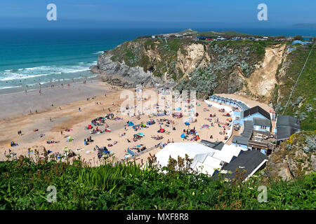 early summer at lusty glaze beach, newquay, cornwall, england, britain, uk, Stock Photo