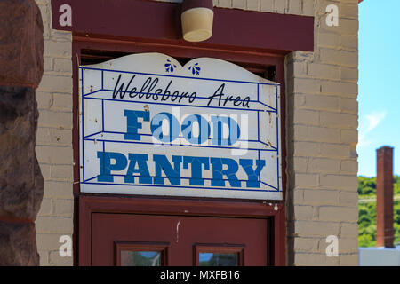 Wellsboro, PA, USA - July 26, 2016:  A Food Pantry Sign in Wellsboro Pennsylvania. Stock Photo