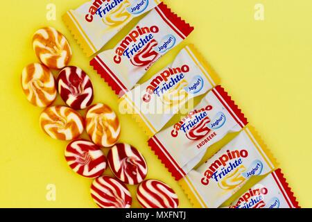 Campino Sweets. Campino Yogurt & Fruit Hard Candies Strawberry Stock Photo  - Alamy