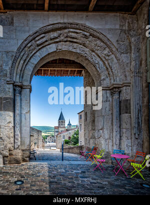 View of Cluny Abbey through Arch takern in Cluny, Burgundy, France on 17 June 2015 Stock Photo
