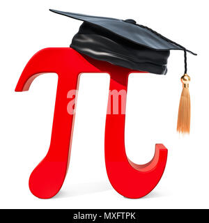 Letter pi with graduation cap, 3D rendering isolated on white background Stock Photo