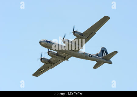 B-29 Bomber FiFi flying during air show Stock Photo