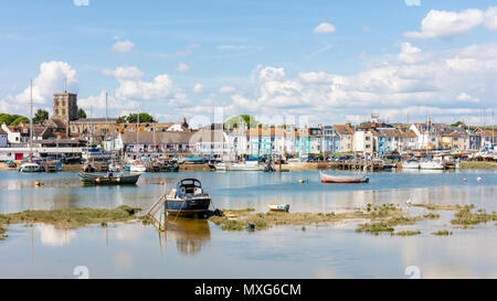 Shoreham-By-Sea; 3rd June 2018; Landscape View of Town From Shoreham Beach Across the River Adur. Bright Sunny Day Stock Photo