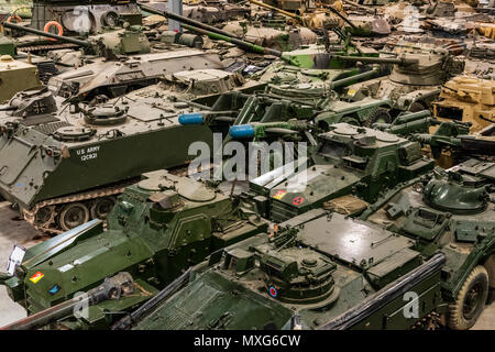 Tanks parked in the Vehicle Conservation Centre at the Tank Museum Stock Photo