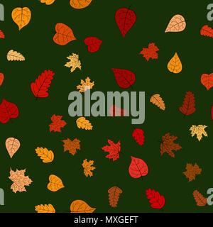abstract vector doodle autumn leaves seamless pattern Stock Vector