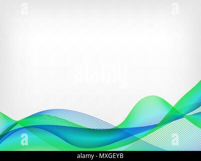 abstract vector waved line background - green and blue Stock Vector