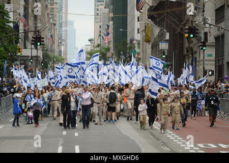 New York, USA. 3rd Jun, 2018. People participate in the annual Celebrate Israel Parade on June 3, 2018, in New York City. Credit: Erik Pendzich/Alamy Live News Stock Photo