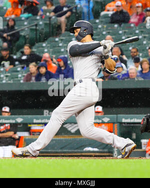 June 2, 2018 - New York Yankees left fielder Giancarlo Stanton (27) at bat during the New York Yankees vs Baltimore Orioles game at Oriole Park at Camden Yards in Baltimore, Md. New York beat Baltimore 8-5. Jen Hadsell/CSM Stock Photo