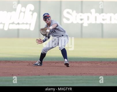 Jun 3, 2018: Jimmy Glowenke #13 Patriots short stop looks in a ball hit to his position. Arkansas defeated Dallas Baptist 4-3 in the NCAA Fayetteville Baseball Regional at Baum Stadium in Fayetteville, AR, Richey Miller/CSM Stock Photo