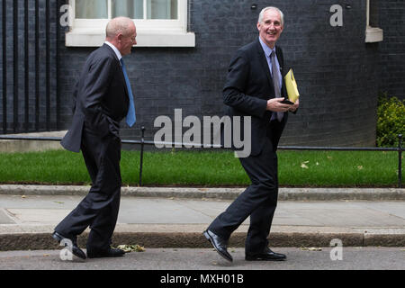 London, UK. 4th June, 2018. Leo Quinn (r), Group Chief Executive of Balfour Beatty, and Sir Gerry Grimstone (l), Chair of Standard Life Aberdeen PLC, leave 10 Downing Street following a Business Advisory Council meeting during which leaders of some of the UK's largest businesses were provided with an update regarding Brexit talks by Prime Minister Theresa May and Government Ministers. Credit: Mark Kerrison/Alamy Live News Stock Photo