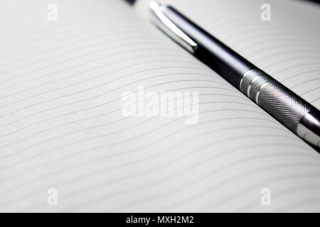 Pen laying over notebook Stock Photo