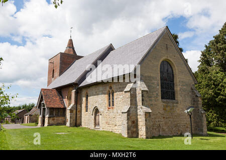 Tudeley Church Kent England One of only two churches in the world all of whose stained glass windows are by Chagall. Stock Photo