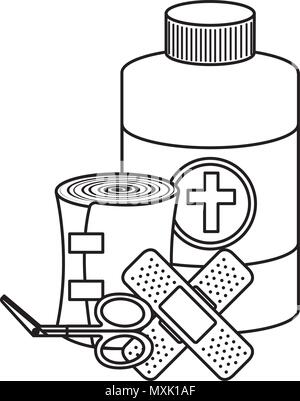 medical doodles, outline drawings on the theme of the home first aid kit  4748634 Vector Art at Vecteezy