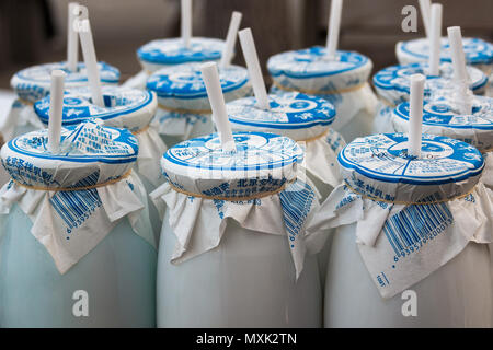 Chinese yogurt on the square of the Olympic Park of the capital of China Beijing Stock Photo