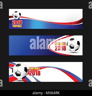 2018 Soccer football web banner template with copy space vector illustration Stock Vector