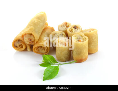 Spring Roll also known as Egg Roll isolated on white. Stock Photo
