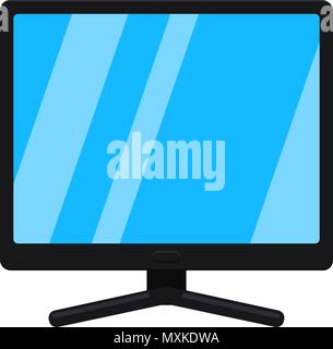 Cartoon black pc display isolated on white Stock Vector