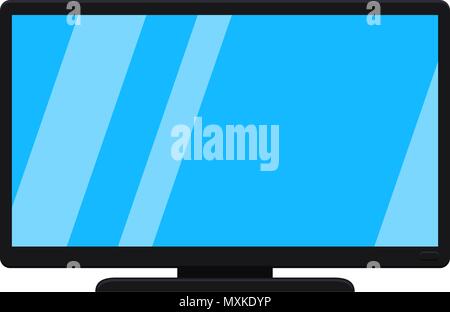 Cartoon black modern tv isolated on white Stock Vector