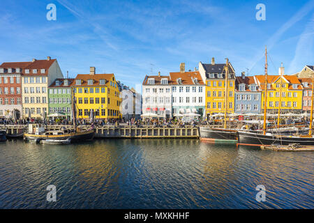 Copenhagen city with view of Nyhavn in Copenhagen, Denmark. Stock Photo