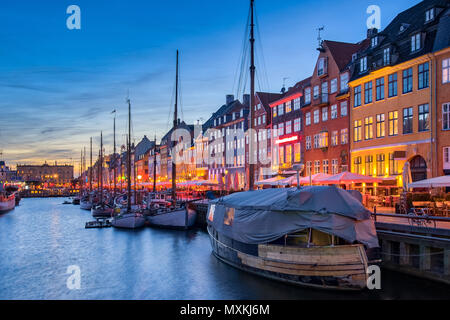 Copenhagen city skyline with view of Nyhavn in Copenhagen, Denmark. Stock Photo