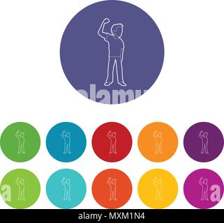 Riot of man icons set vector color Stock Vector