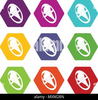 No ice cream icons set 9 vector Stock Vector