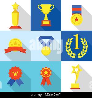 Top prize icons set, flat style Stock Vector