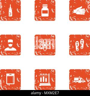 Metabolic icons set, grunge style Stock Vector