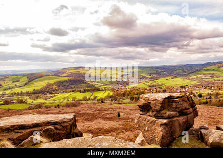 Views over Baslow Edge, Peak District National Park, Derbyshire, England 2018 Stock Photo