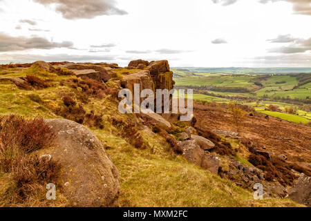 Views over Baslow Edge, Peak District National Park, Derbyshire, England 2018 Stock Photo