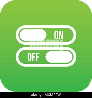 Button on and off icon digital green Stock Vector