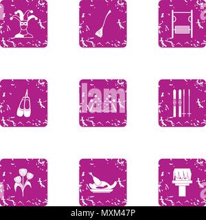 Buffoonery icons set, grunge style Stock Vector