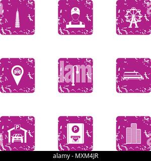 Lay icons set, grunge style Stock Vector