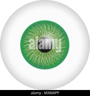 Green iris eyeball mockup, realistic style Stock Vector