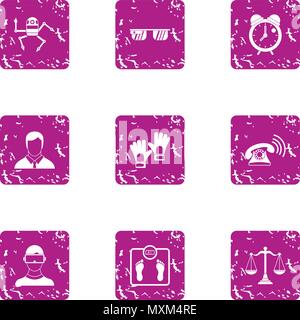 Auto machine icons set, grunge style Stock Vector