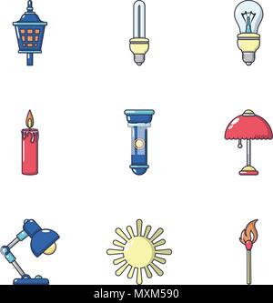 Sunshine icons set, cartoon style Stock Vector