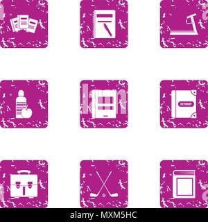 Study grant icons set, grunge style Stock Vector