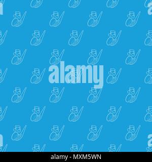 Saxophone pattern vector seamless blue Stock Vector