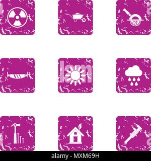 Absolute energy icons set, grunge style Stock Vector