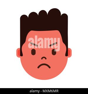 african boy head emoji personage icon with facial emotions, avatar character, man angry face with different male emotions concept. flat design. Stock Vector