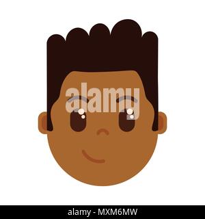 african boy head emoji personage icon with facial emotions, avatar character, man cunning face with different male emotions concept. flat design. Stock Vector