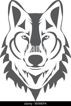 vector illustration of a wolf head silhouette Stock Vector
