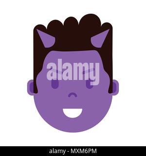 african boy head emoji personage icon with facial emotions, avatar character, man devil face with different male emotions concept. flat design. Stock Vector