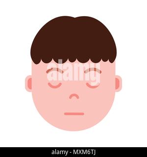 boy head emoji personage icon with facial emotions, avatar character, man sleep face with different emotions concept. flat design. Stock Vector