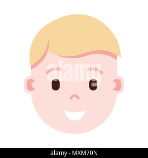 boy head emoji personage icon with facial emotions, avatar character, man satisfied face with different male emotions concept. flat design. Stock Vector