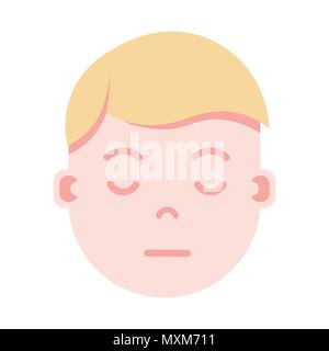 boy head emoji personage icon with facial emotions, avatar character, man sleep face with different emotions concept. flat design. Stock Vector