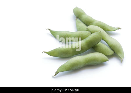 Japanese green soybean isolated on white background Stock Photo
