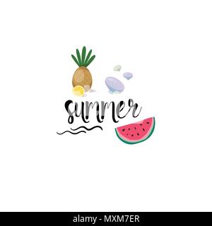 hello summer badge Isolated Typographic Design Label. Season Holidays lettering for logo,Templates, invitation, greeting card, prints and posters. Stock Vector